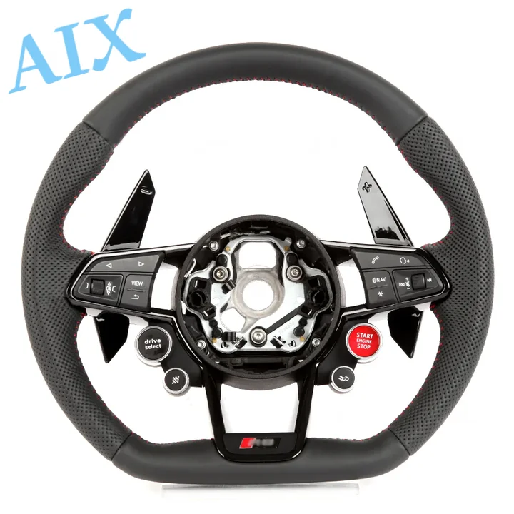 

Обновление рулевого колеса из натуральной кожи подходит для Audi RS3 RS7 A3 A4 A5 A7 Q7 TT TTs R8 Рулевое колесо из углеродного волокна