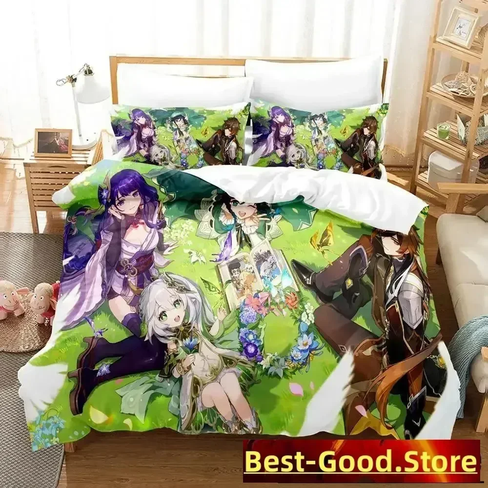 

New Game Nahida Genshin Impact Bedding Set Cartoon Anime three-piece set Adult Kid Bedroom Duvet cover Sets 3D Kawaii Girls