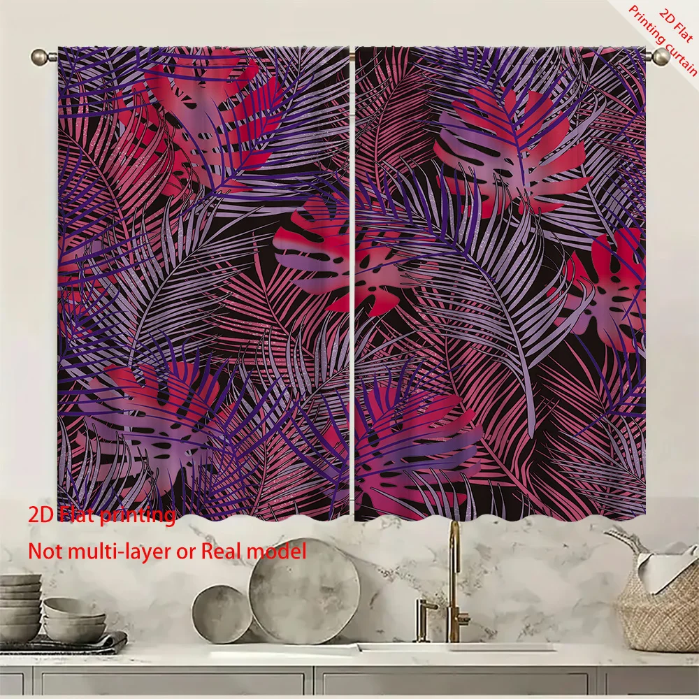 Floral and plant printed curtains, retro home, dormitory, office decoration, bedroom and living room balcony blackout curtains 3
