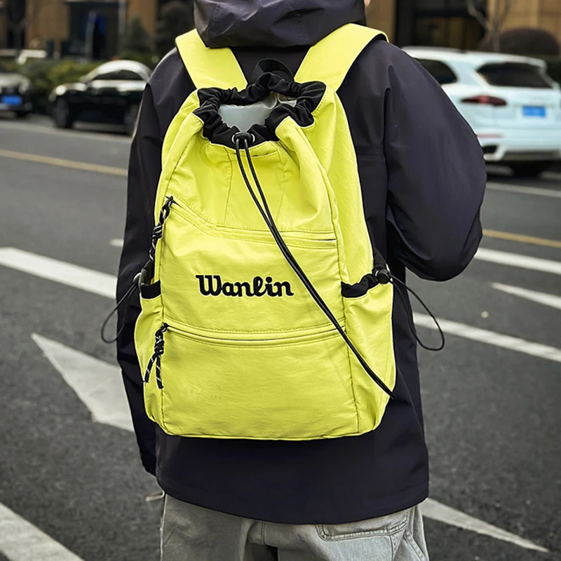 Fitness Leisure Backpack with Adjuatable Straps Drawstring Design Bag Large Storage Sports Travelling Camping Shoulder Bag