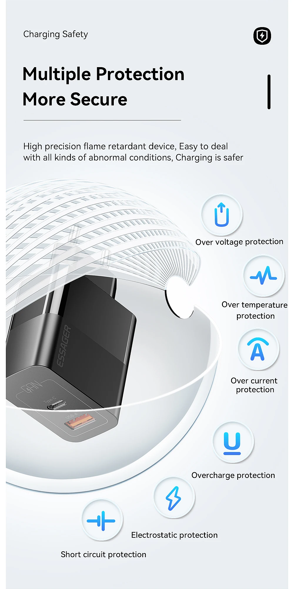 Essager USB Typ C Schnelle Ladegerät 33W QC PD 3,0 Dual Port Mini Tragbare Adapter Für IPhone 14 13 12 IPad Xiaomi Schnelle Wand Ladegeräte – Detail 8