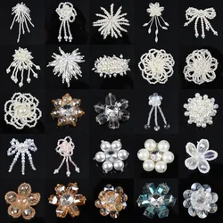 Hot Sale 1 Pcs Shiny Flower Metal Shoe Charms With Bling Shoe Charms White Pearl Shoe Decoration Charm For Birthday Gifts