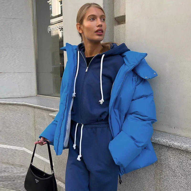 Casacos de inverno extragrandes para mulheres, Parkas com capuz, Jaqueta acolchoada Puffer, Casaco grosso quente, Casacos, Moda, 2024