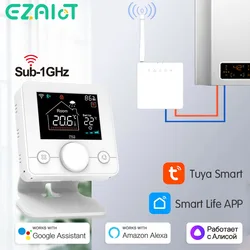 Tuya Smart-Termostato sem fio e receptor para caldeira, Wi-Fi, programável, aquecimento, controle remoto de temperatura, voz, Google