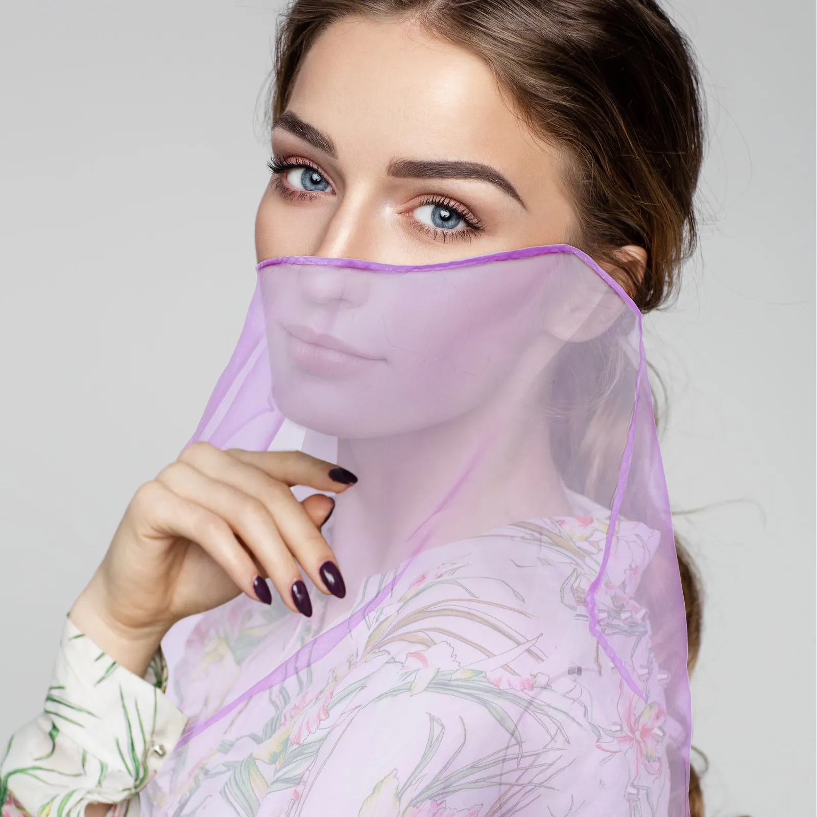 

7Pcs Summer Silk Scarves Women Sunscreen Protection Scarf Set Soft Refreshing Touch Portable Neck Headband Turban Veil Travel
