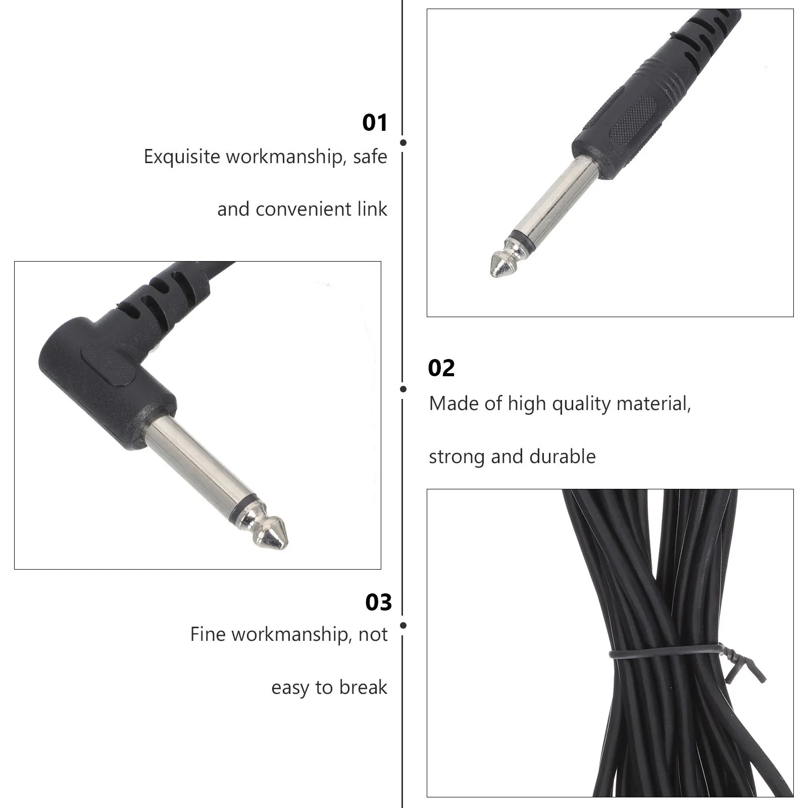 

3pcs 6.35Mm Audio Cables For Guitar Electric Instrument Connection Durable Stage Sound Equipment Cable For Electric Guitar