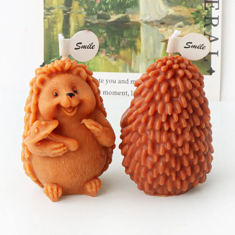 3D Hedgehog Candle stampo in Silicone in piedi Animal Hedgehog candela profumata fatta a mano stampo in gesso strumento di cottura al cioccolato decorazione artigianale