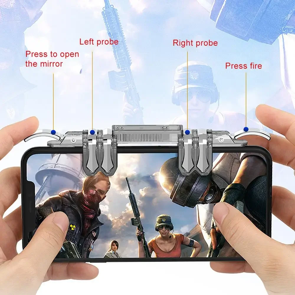 Metal Gamepad PUBG Mobile Trigger Control Smartphone Gamepad Controller L1R1 Gaming Shooter Joystick for Iphone Android