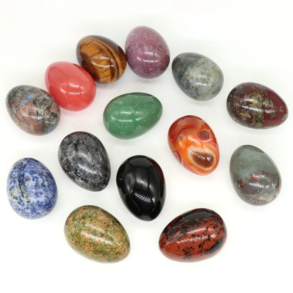 34x49 مللي متر يوني البيض تمثال الشفاء الطبيعي كريستال حجر شقرا الريكي الطاقة الكوارتز المعدنية عينة ديكور المنزل هدية عيد الفصح #4