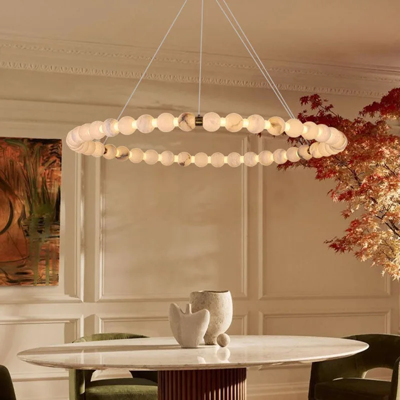 

Modern Customizable Combination Chandelier 2025 Marble Stainless Steel Pendant Lamp Dimmable Ceiling Luster Villa