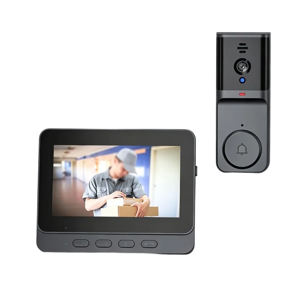 for hd Wireless Doorbell M16S with 4.3 inch Display Screen Two-Way Intercom and Peephole Camera for Home Monitoring