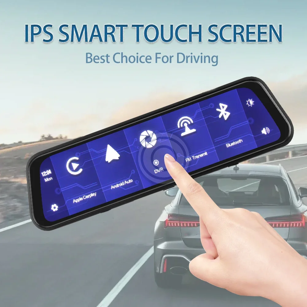 Hot Selling 2K FULL HD Dual Lens Car DVR Mirror Dash Cam Wireless Carplay Interface Android Auto Rearview Driving Recorder IPS