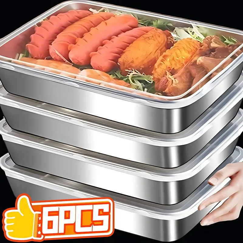 Frischhaltebox aus Edelstahl, versiegelte Lunchbox mit Deckel, rechteckiger Lebensmittelbehälter, Obst-Kühlschrank, Aufbewahrungsbehälter