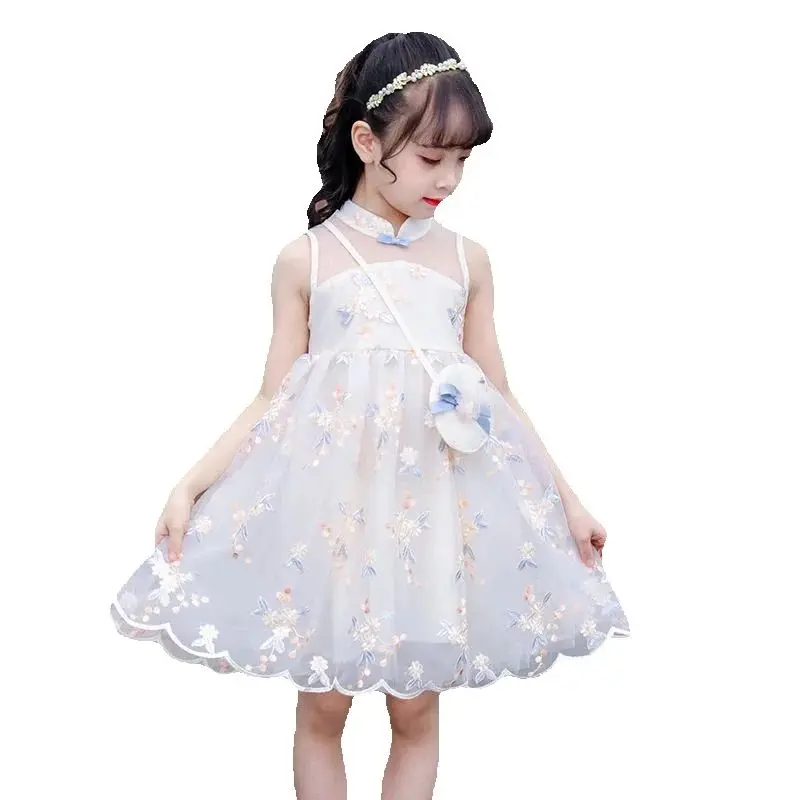 

Girls Casual Dresses Summer Clothes Hanfu Fashion Children's Vintage Net Yarn Dress Kids Girls for School Wedding of 2-12 Years