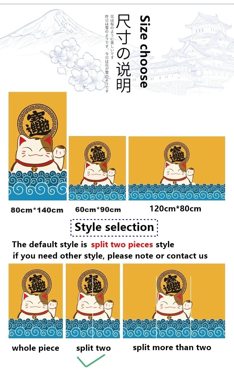 Samurai Katze Noren Vorhang Japanische Ramen Food Shop Küche Tuch Tür Vorhänge Öl Rauchfest Trennvorhang Kein Stanzen – Detail 6