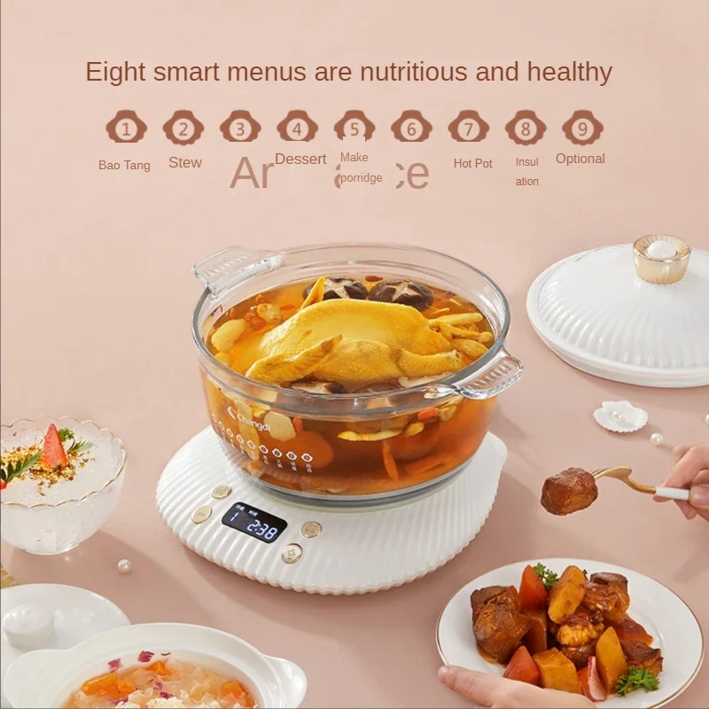 220V Health Pot Electric Stew Pot Household Porridge Artifact Ceramic Soup Bird's Nest Stew Pot Cuisine Intelligente