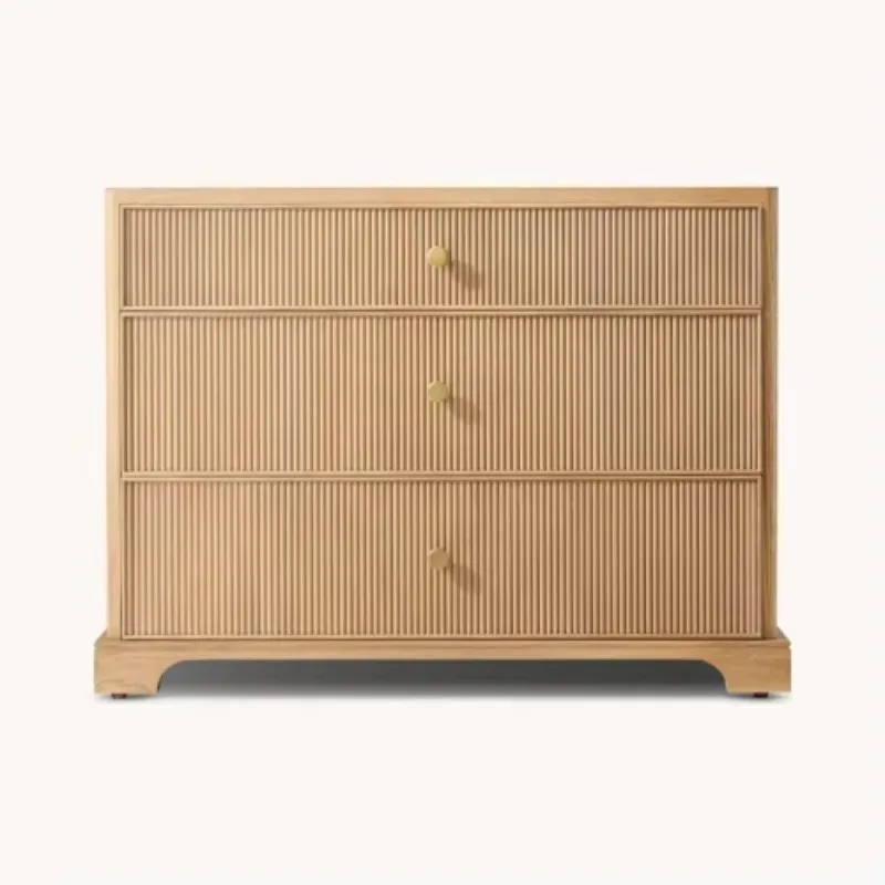 Modern American Style Vintage Interior Solid Bedroom Furniture Wooden Genevieve Reeded Closed Nightstand