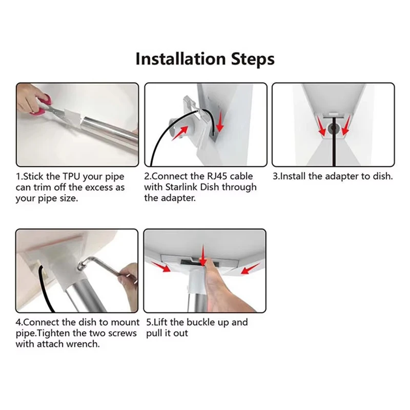 A01F-For Starlink Gen 3 Pipe Adapter Roof Mounting Pole Pipe Connectors Satellite Bracket Roof Mount For Starlink Gen 3