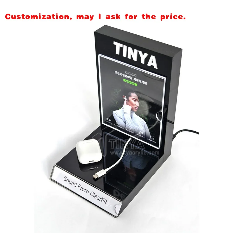 custom.Tinya Custom Perspex Display TWS Earbuds Display Stand Acrylic Earphone Display