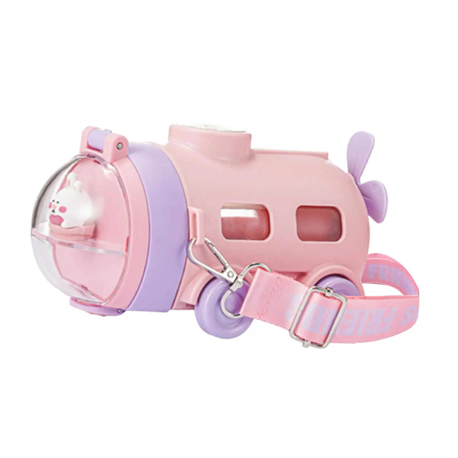 Water Kettle for Kids Straw Water Cup Shoulder Strap Reusable Locking Flip Lid