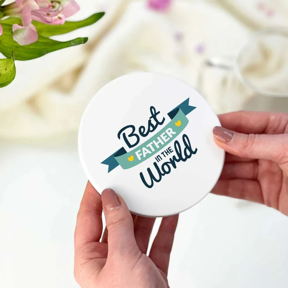 Best Father in The World Enamel Coasters Drink Coasters Table Drink Mats Enamel Coasters Table Desk Decor Best Gift for Father
