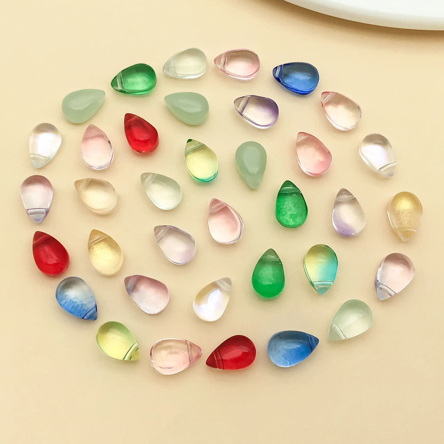 36pcs/50pcs Glass Small Droplet Shaped Perforated Beads Jewelry Making DIY Earrings Charms for Jewelry Bracelets Necklace