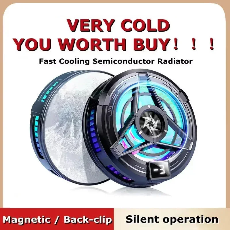 Magnetic Semiconductor Phone Cooler RGB Light Fast Refrigeration Cooling Fan Silent Cooling Radiator For Gaming Live Stream