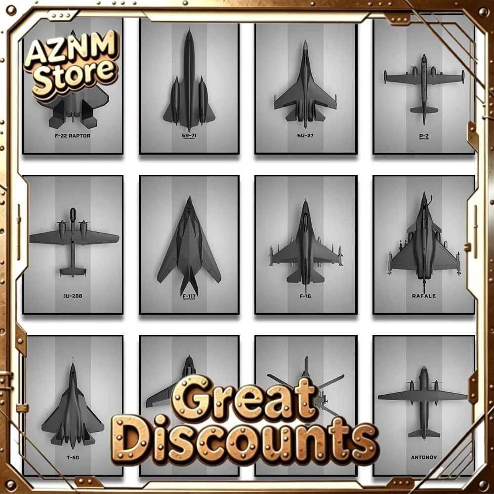 Minimalist Aircraft Design Poster F16 Fighting Falcon Sukhoi Su 27 Canvas Painting Wall Art for Living Room Home Decoration