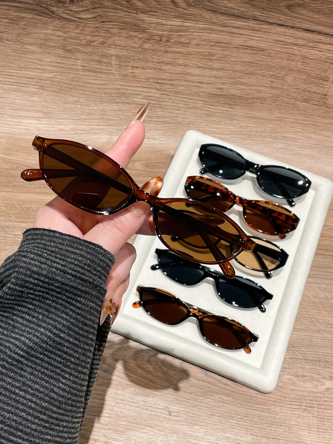 6PCS Unisex Oval Frame Fashion Glasses for Daily Stylish Matching Driving And Street Photography