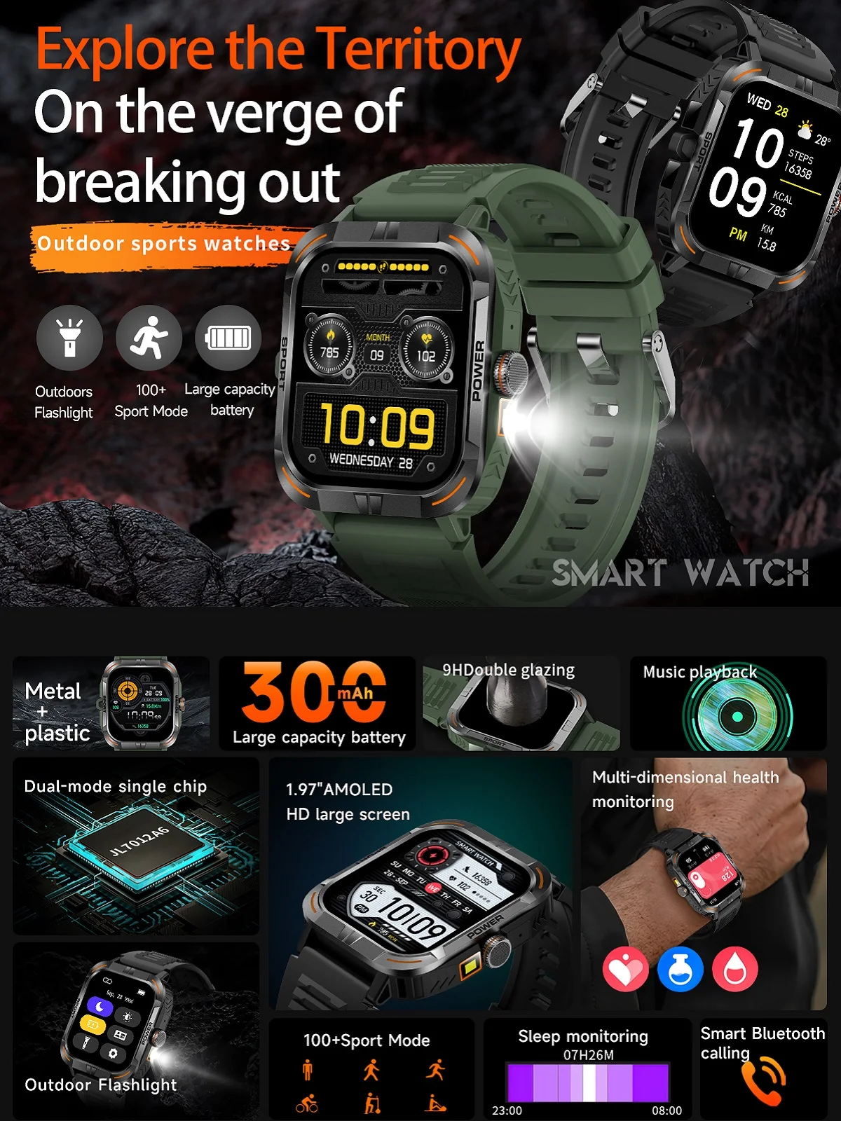 

Bluetooth Call Smart Watch 2024 Health Monitoring Exercise Tracker Remote Control Photo Message Push Multi-function Smartwatch