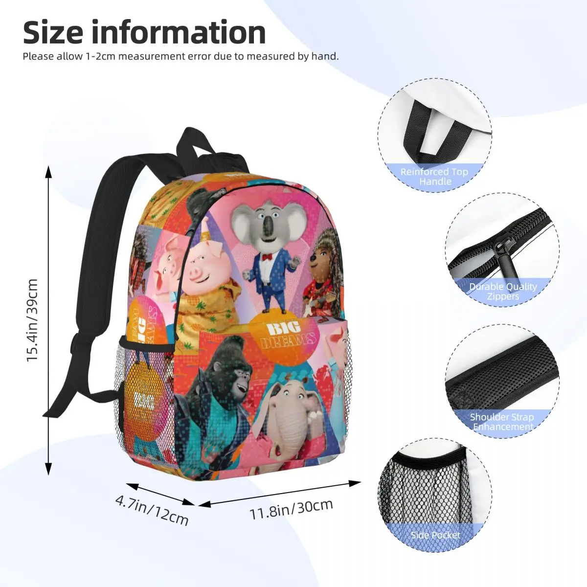 Sing Backpack Student Boys Girls BookBag Men Women School Bag Computer Shoulder Bags