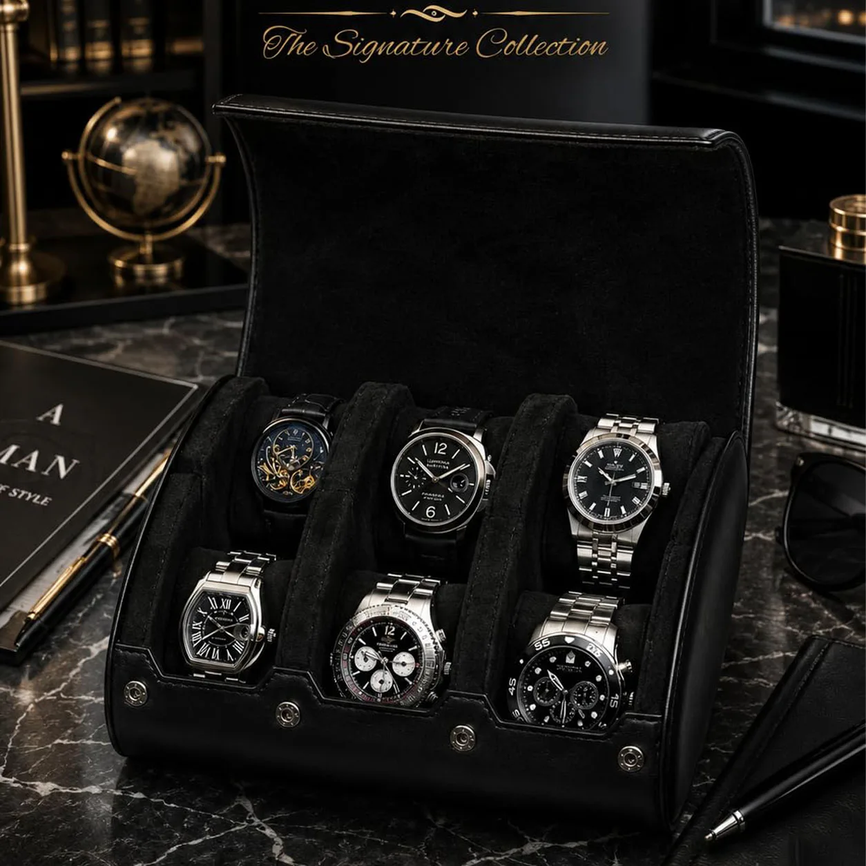 Watch Travel Case Watch Roll, 3/6 Slotsfor Travel Organizer and Display Watch Case Gift Box Watch Pouch