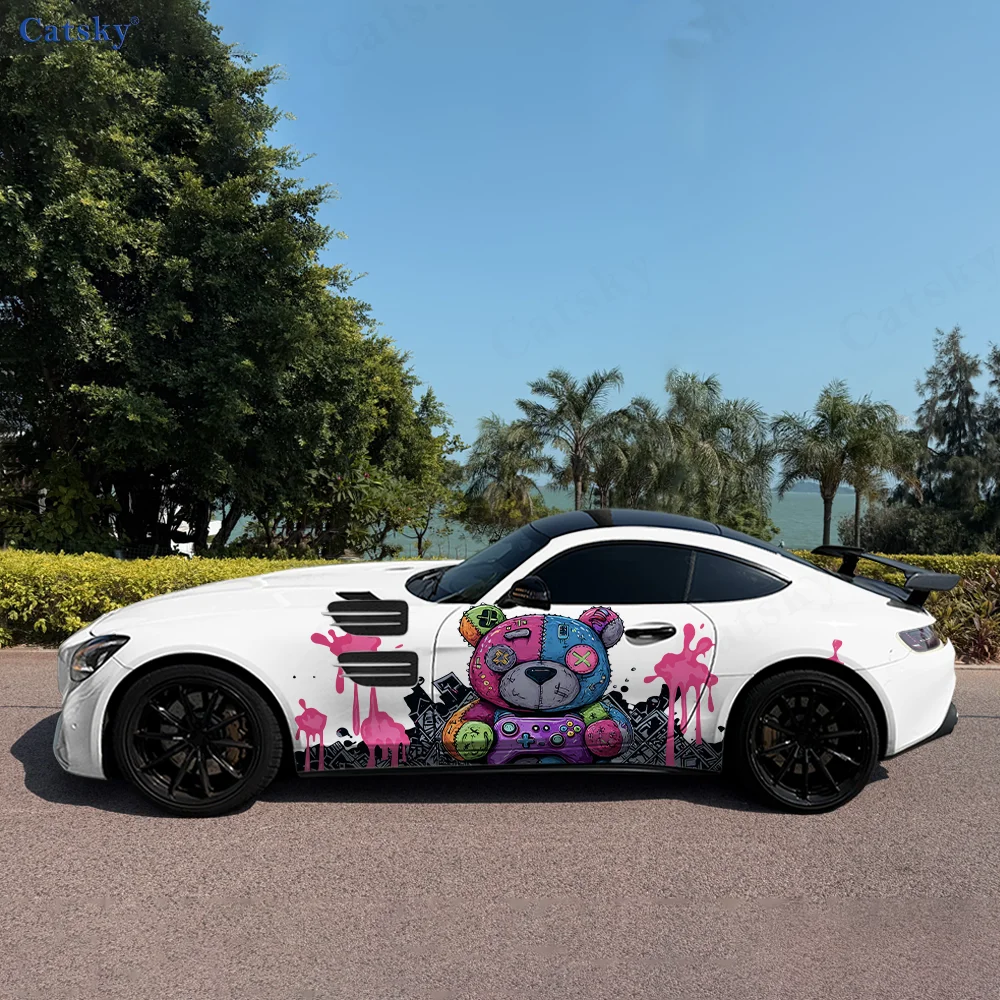 

Модный медведь, розовый брызг, боковая наклейка для автомобиля, водонепроницаемая, устойчивая к царапинам наклейка из ПВХ, защита автомобиля, автоаксессуары в подарок