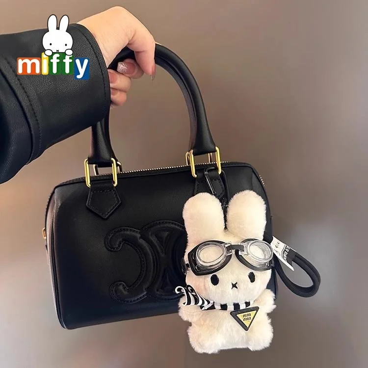 Miffy Bag Pendant Kawaii Pilot Rabbit Keychain Access Card Girls Decoration Plush Doll Pendant Creative Cute Gift