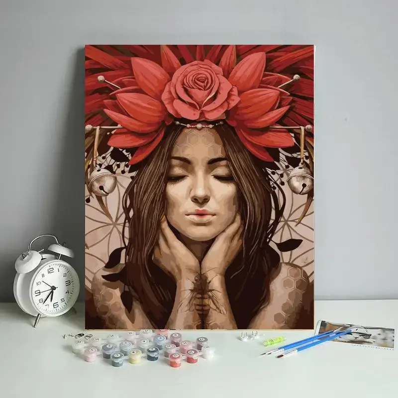 

DIY Paint By Number Beauty Druid Girl Flowers Plant and Animals Individual Art Decoration Oil Painting for Adult Home Decor