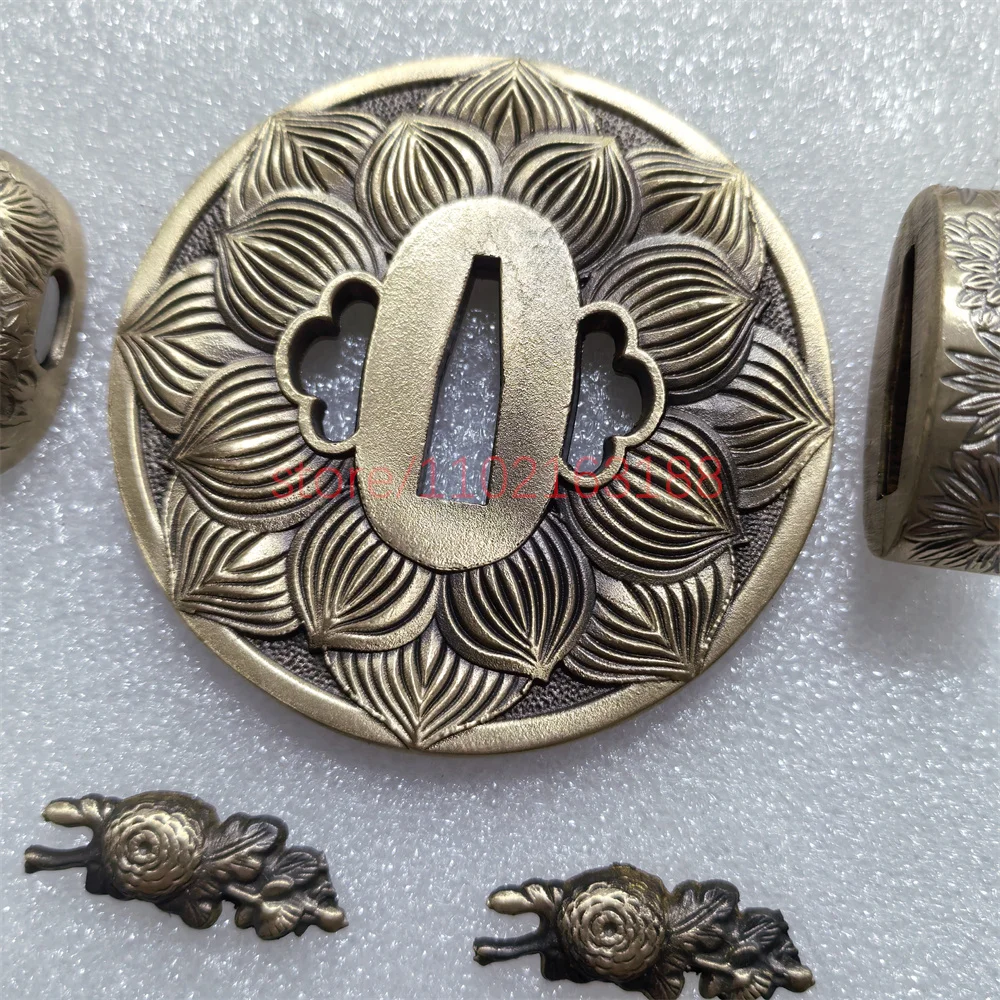Copper Tsuba Handguard Guard Brass Fuchi Kashira Menuki For Japanese Real Japan Samurai Katana Sword Fittings Accessory Nice