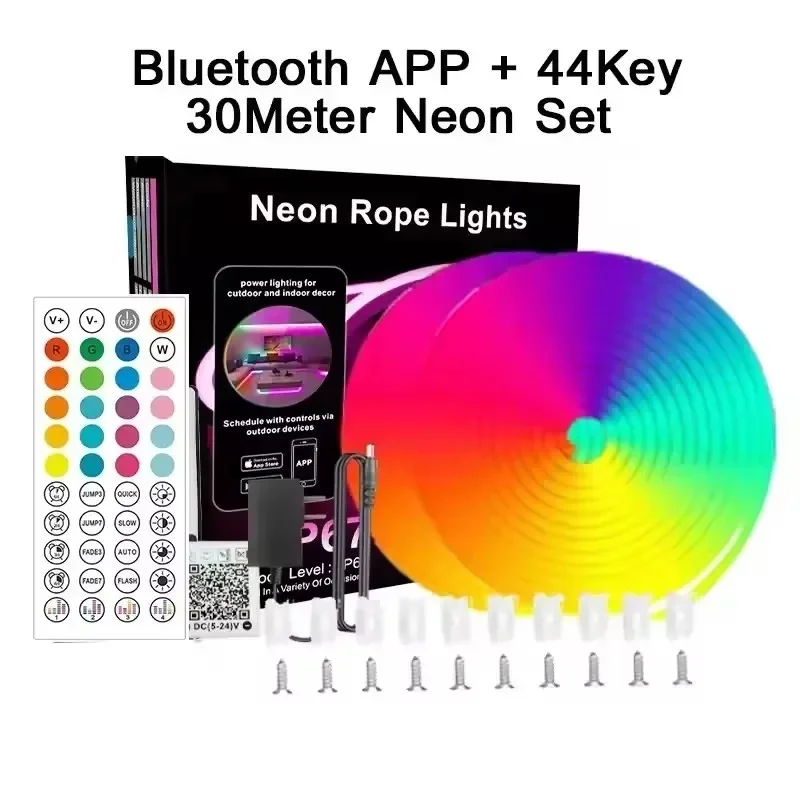 DC24V RGB LED Neon Rope Lights App Remote Control Waterproof Neon Light Strip Flexible Led Strip Lights for Indoor Outdoor Decor image 3