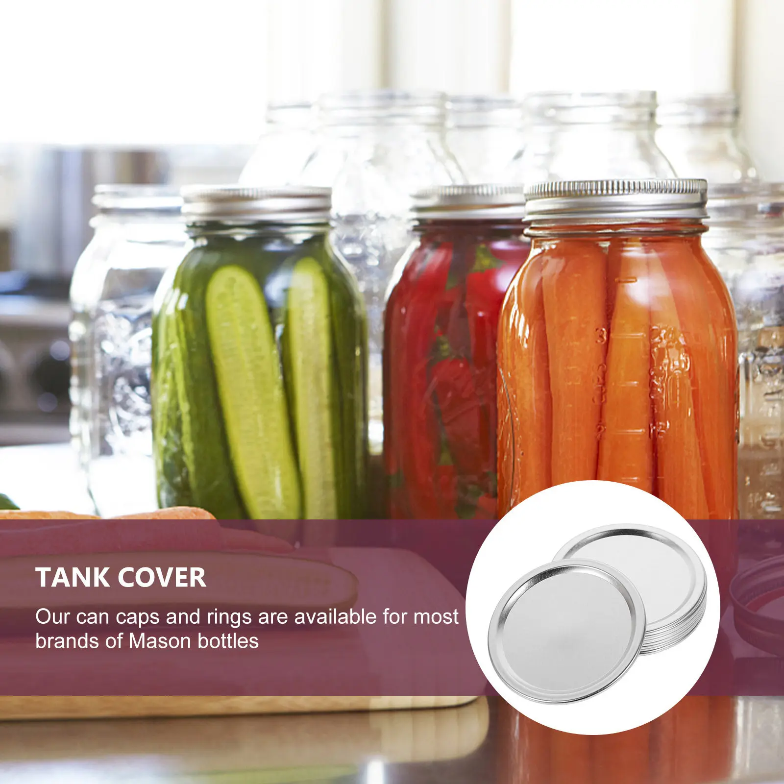 20Pcs Metal Jar Lids Airtight Seal Leak Proof Canning Lids Caps for Storage Preserving Food Grains Candy Sugar Covers