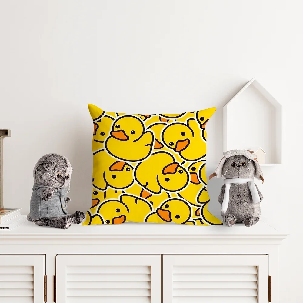 Cute Y-yellow D-duckling Pillow Case Plush Fabric Soft Pillowcase Double Sided Print Cushion Cover Household Gifts