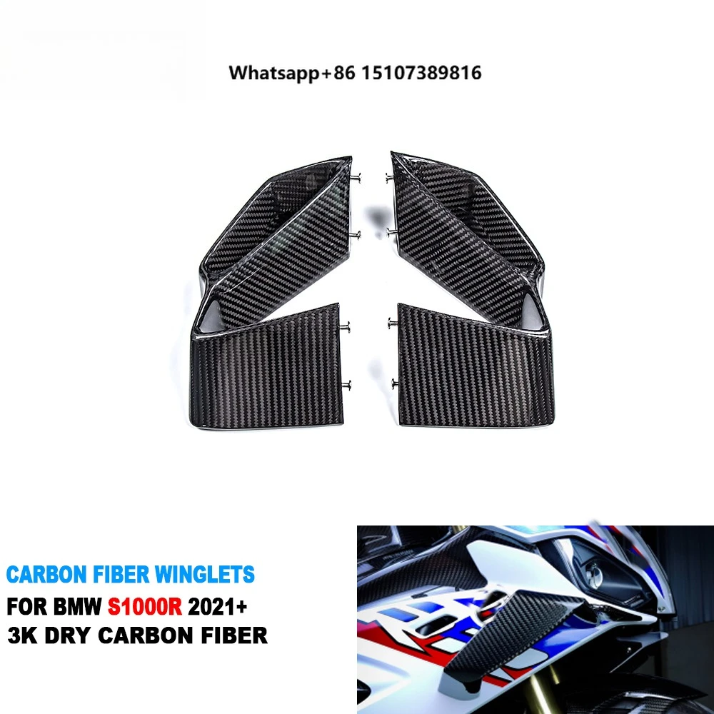 

Carbon 100% Real 3K Dry Carbon Fiber UV-Protection Motorcycle Front Fairings Side Winglets for S1000R 2021 - 2024