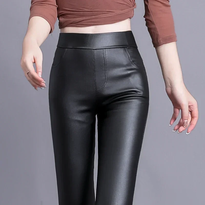 Fv3061 2019 new autumn winter women fashion casual Popular long Pants womens clothing Leather pants