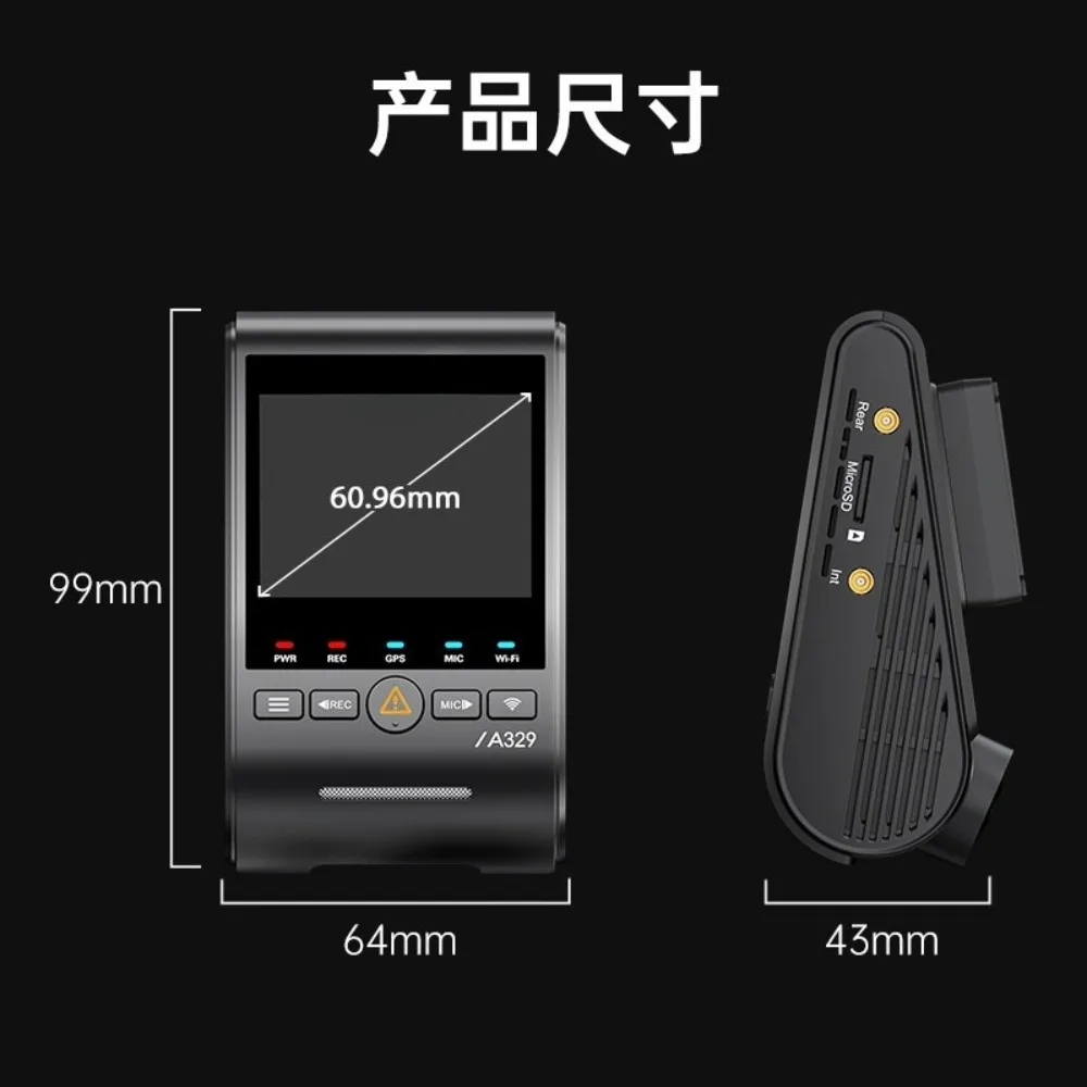 For VIOFO A329S 3CH Dash Cam, True 4K 60fps Triple Camera with Telephoto Waterproof Rear Lens and Fisheye Cabin Camera