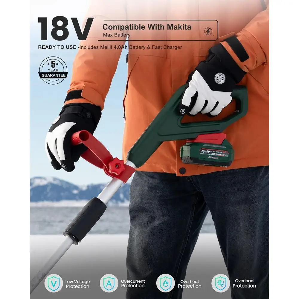 12 منفاخ ثلج لاسلكي مع بطارية 18 فولت، 4.0 أمبير، شاحن، مزلق قابل للتعديل، خفيف الوزن ومقاوم للطقس #2