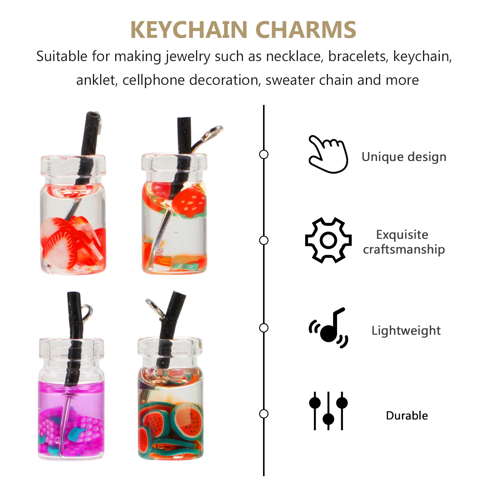 

40pcs Acrylic Charms Glass Pendant Drink Cup Fruit Jewelry Making DIY Keychain Cute Small Charm for Necklaces Bracelets Anklets