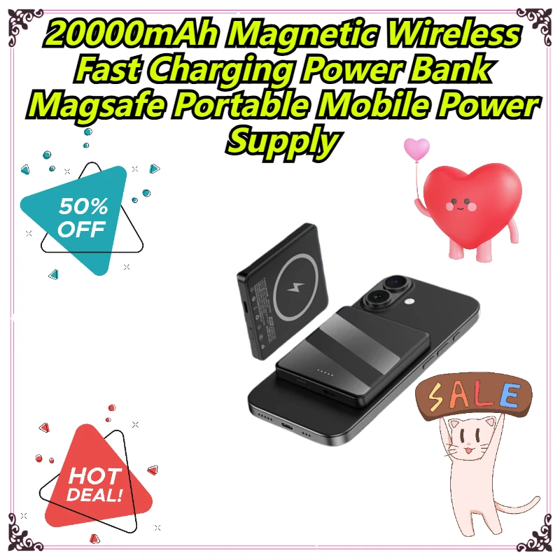 

20000mAh Magnetic Wireless Fast Charging Power Bank Magsafe Portable Mobile Power Supply