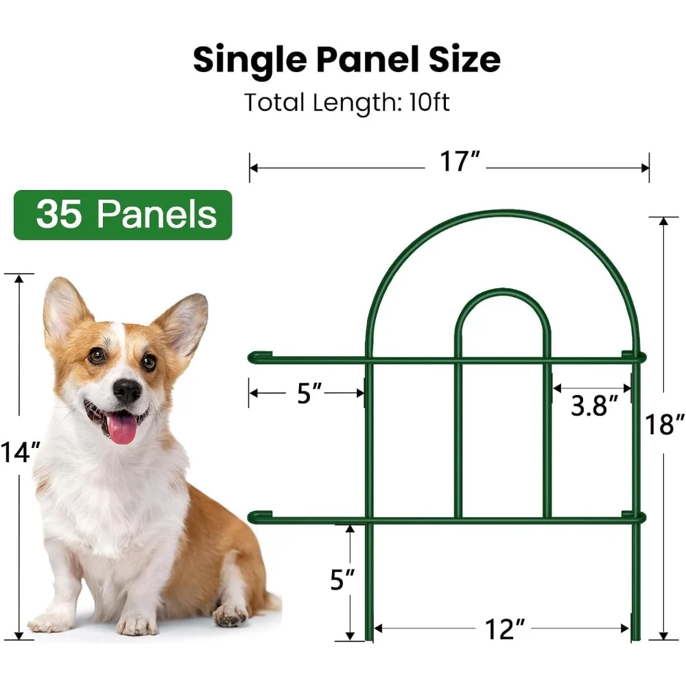 Garden Fence, Border 35panels 18inchl X 50ft Animal Barrier Fences Border, Thicken Metal Wire Fencing Rustproof, Garden Fence