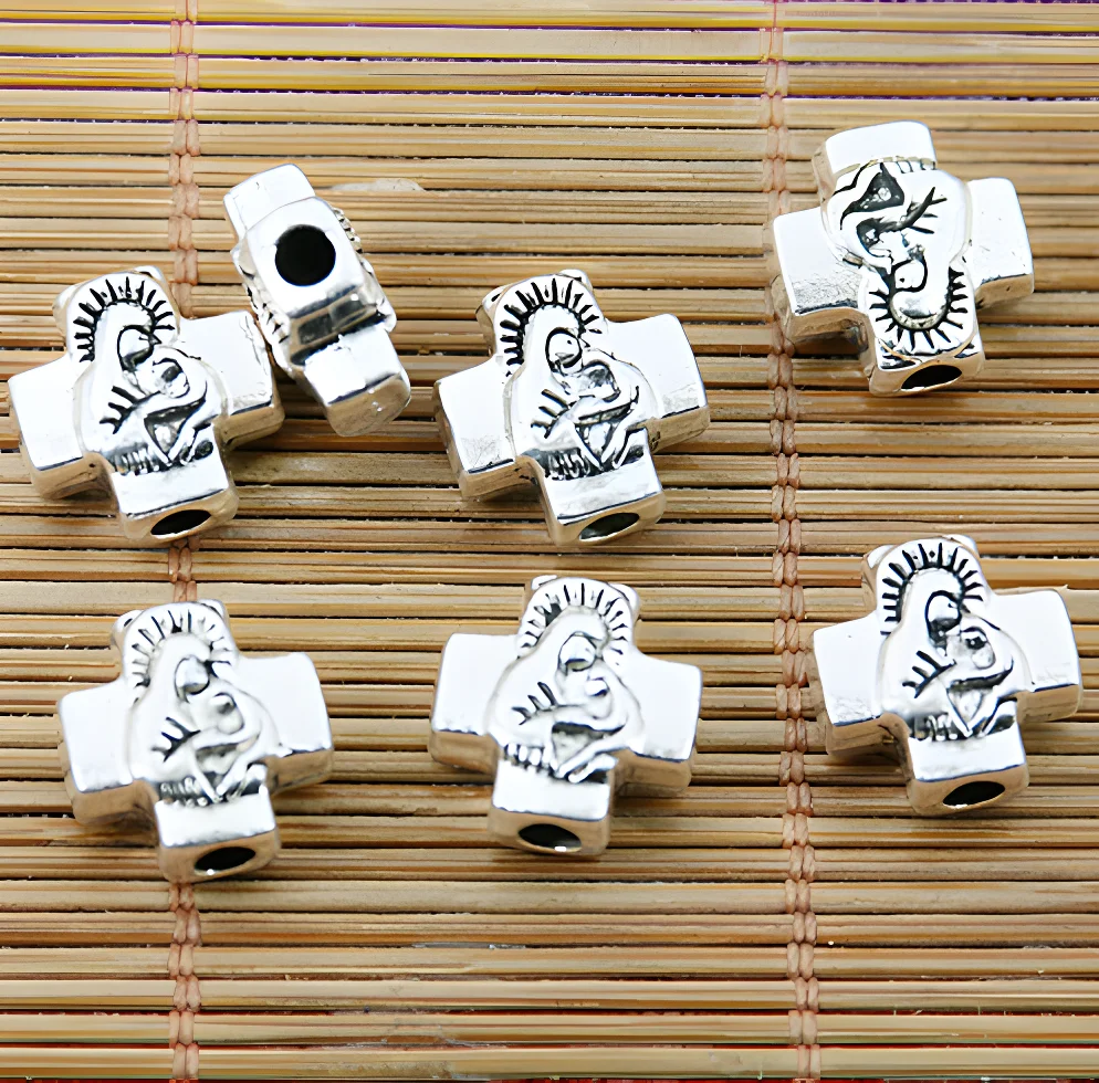 

10pcs 13*6mm Alloy matel tibetan silver 2sided pattern beads HWEF1463