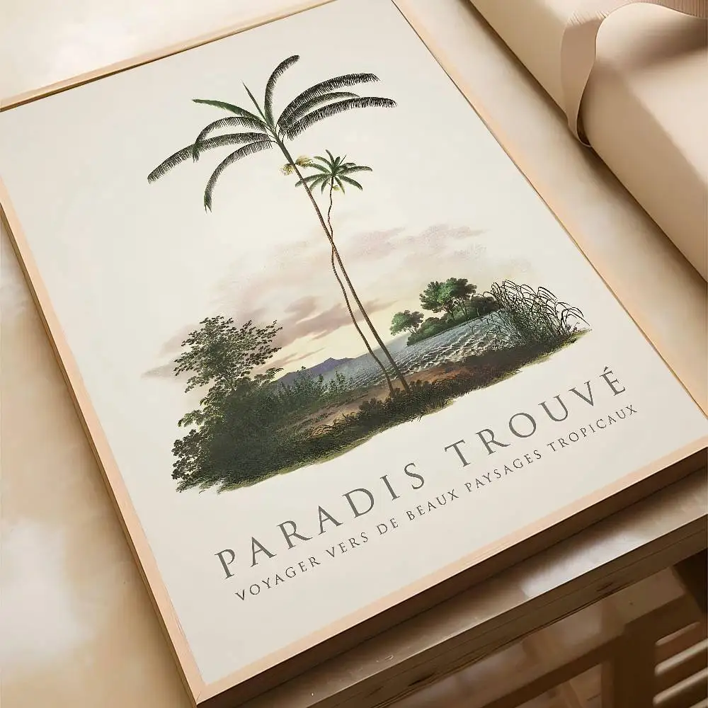 Tropical Palm and Banana Tree Poster Vintage Botanical Prints Picture Island Wall Stickers Paintings Home Living Room Decor