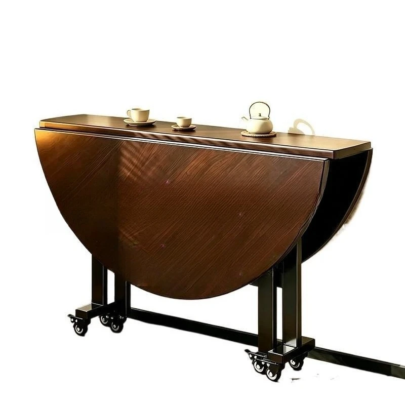 Folding table for home use foldable new model, folding type, with turntable for eating