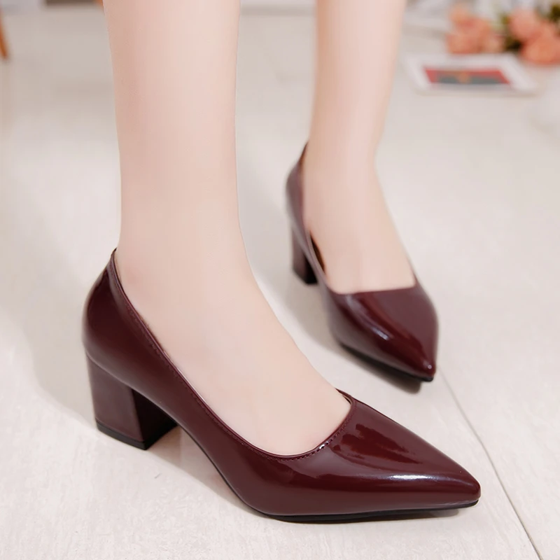 Black Ladies Pumps Medium Heel Nude Sexy High Heels Weeding Shoes Women Office Work Pumps Party Shoes Zapatos Para Muje
